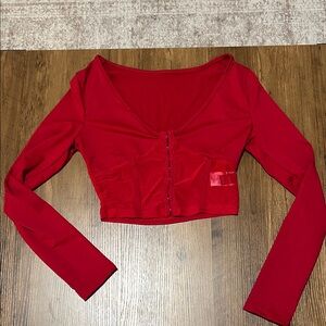 SHEIN Red Long Sleeve Crop Top